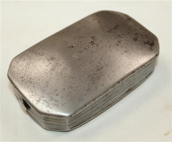 An 18th century English steel tobacco box, c.1760, 3.75in.